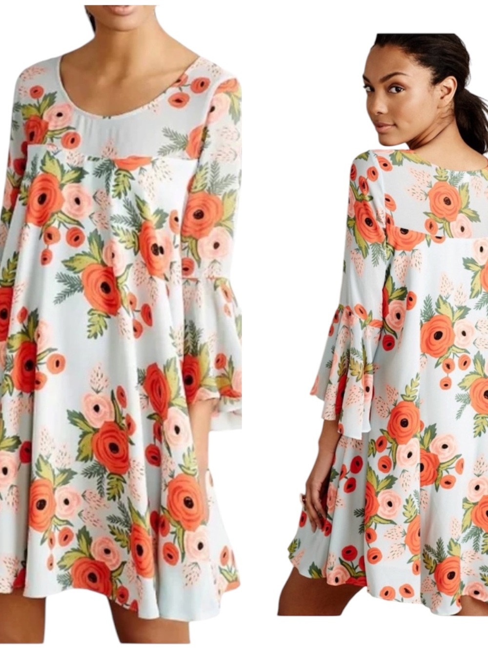 Anthropologie Rifle Paper Co Paper Crown Fluttered Bloooms Swing Dress XS